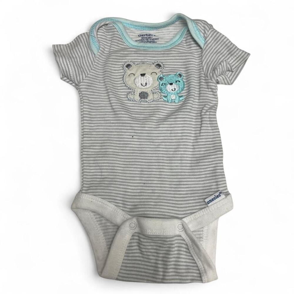 Grey blue striped baby